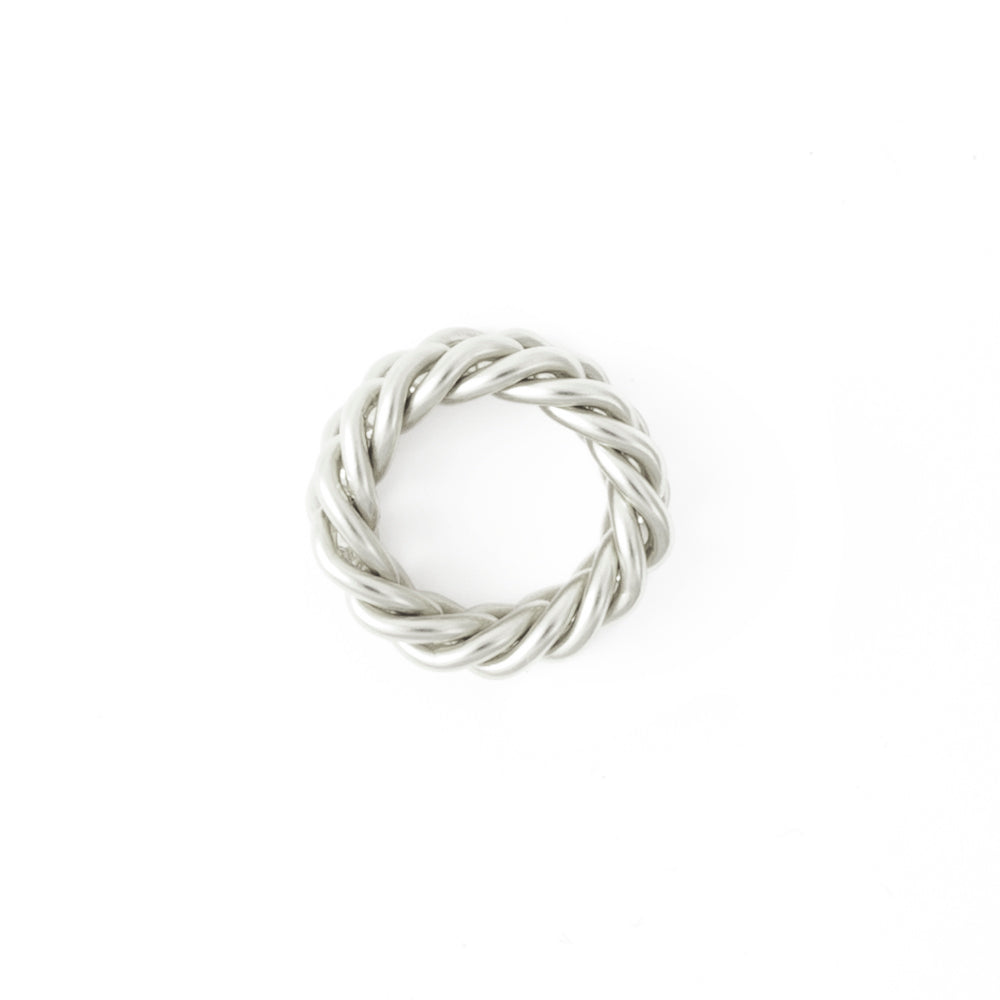 Side view of silver plated chain ring