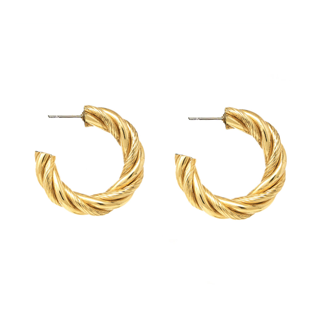 Antares Twisted Gold Hoop Earrings | Ben-Amun Jewelry 