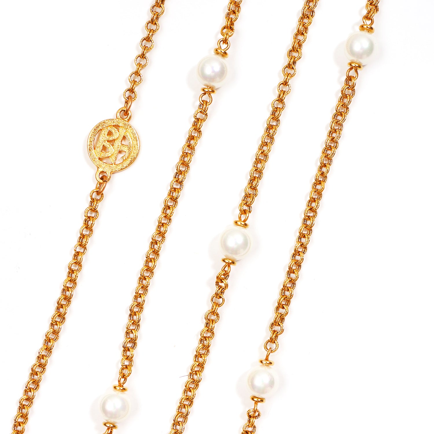 Edmund Long Gold Chain Necklace with Pearls BenAmun Jewelry