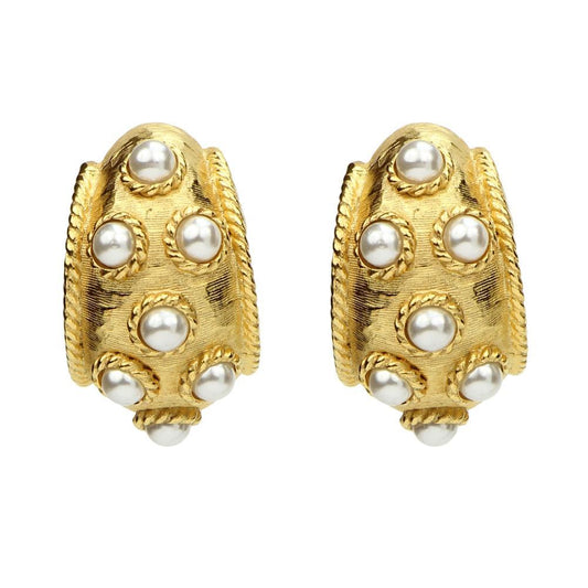 Ben-Amun gold post earrings adorned with majorca pearls 