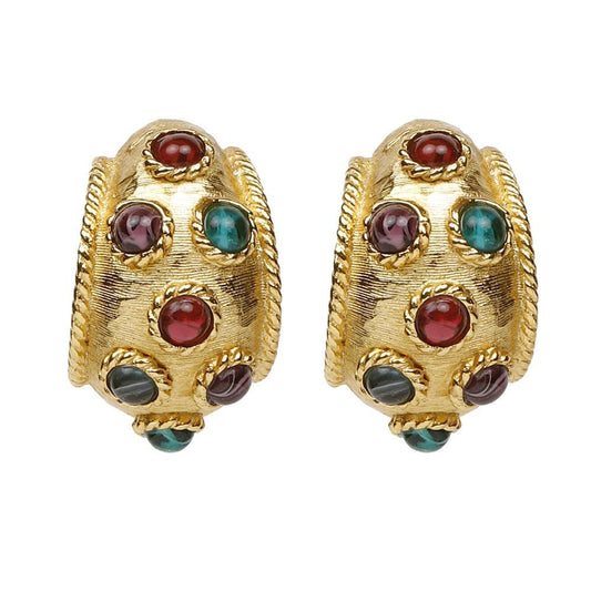 Ben-Amun gold earrings with czech glass stones