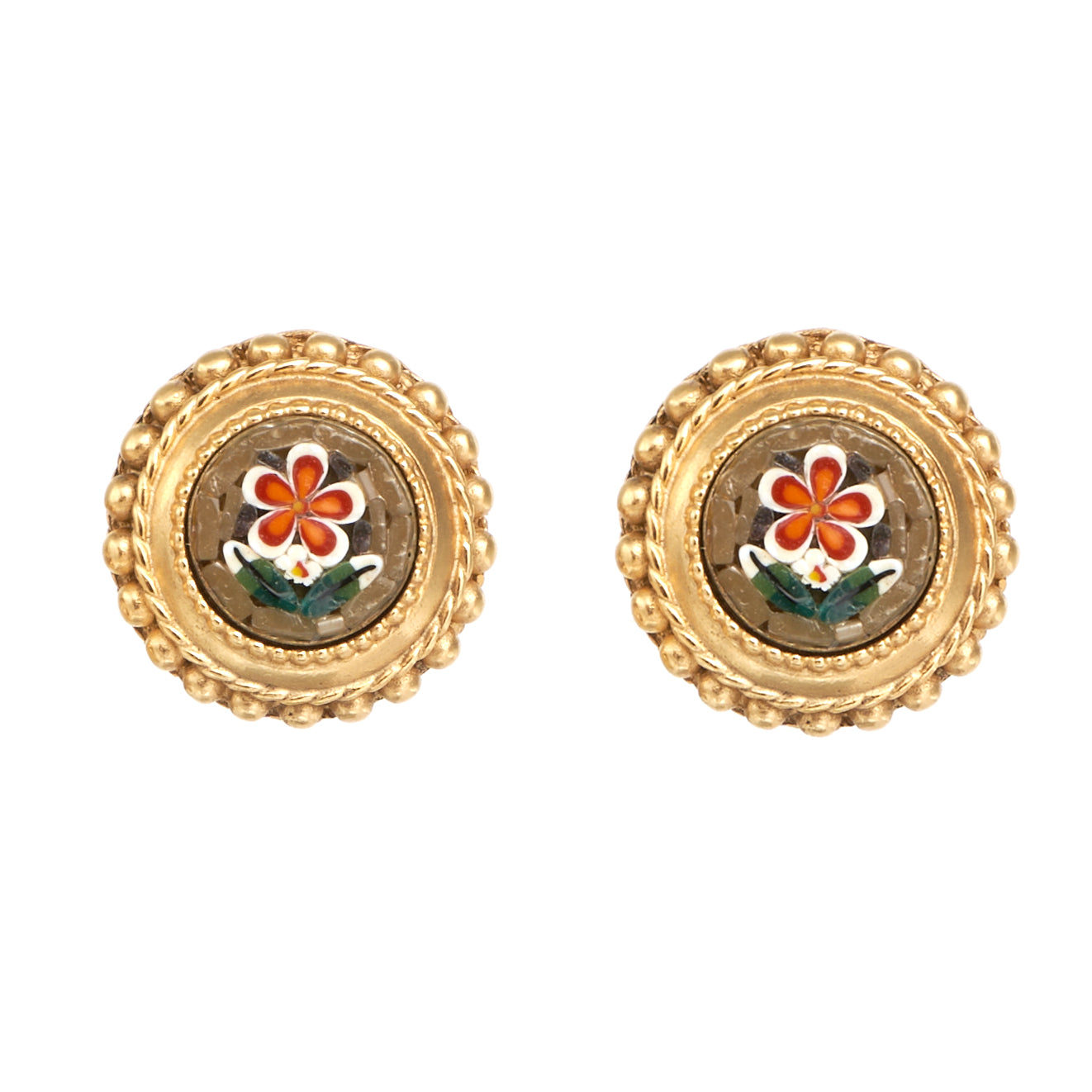 Ben-Amun gold-plated earring inlayed with micro-mosaic 