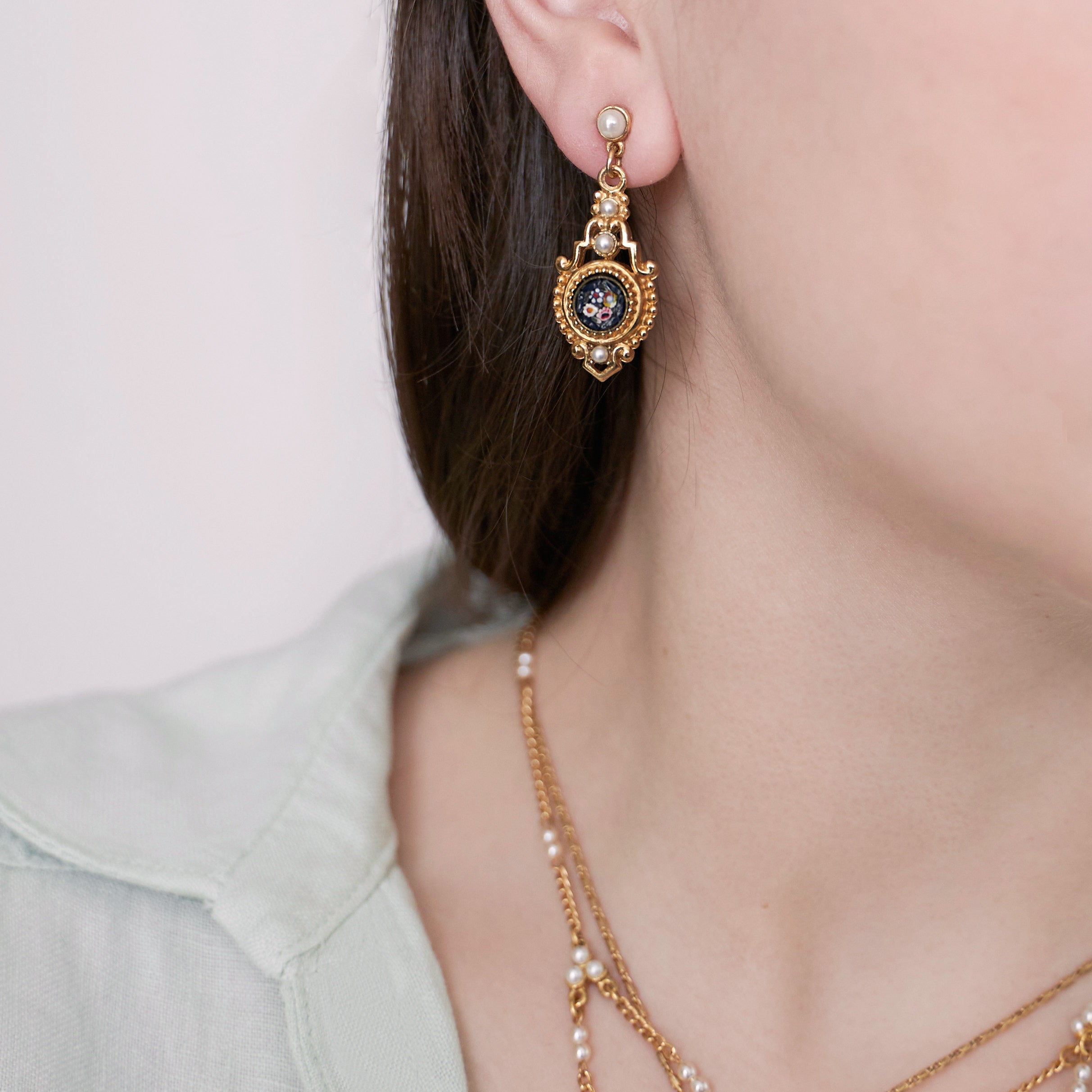 Model wearing Ben-Amun Gemma Earrings from Daphne Collection 