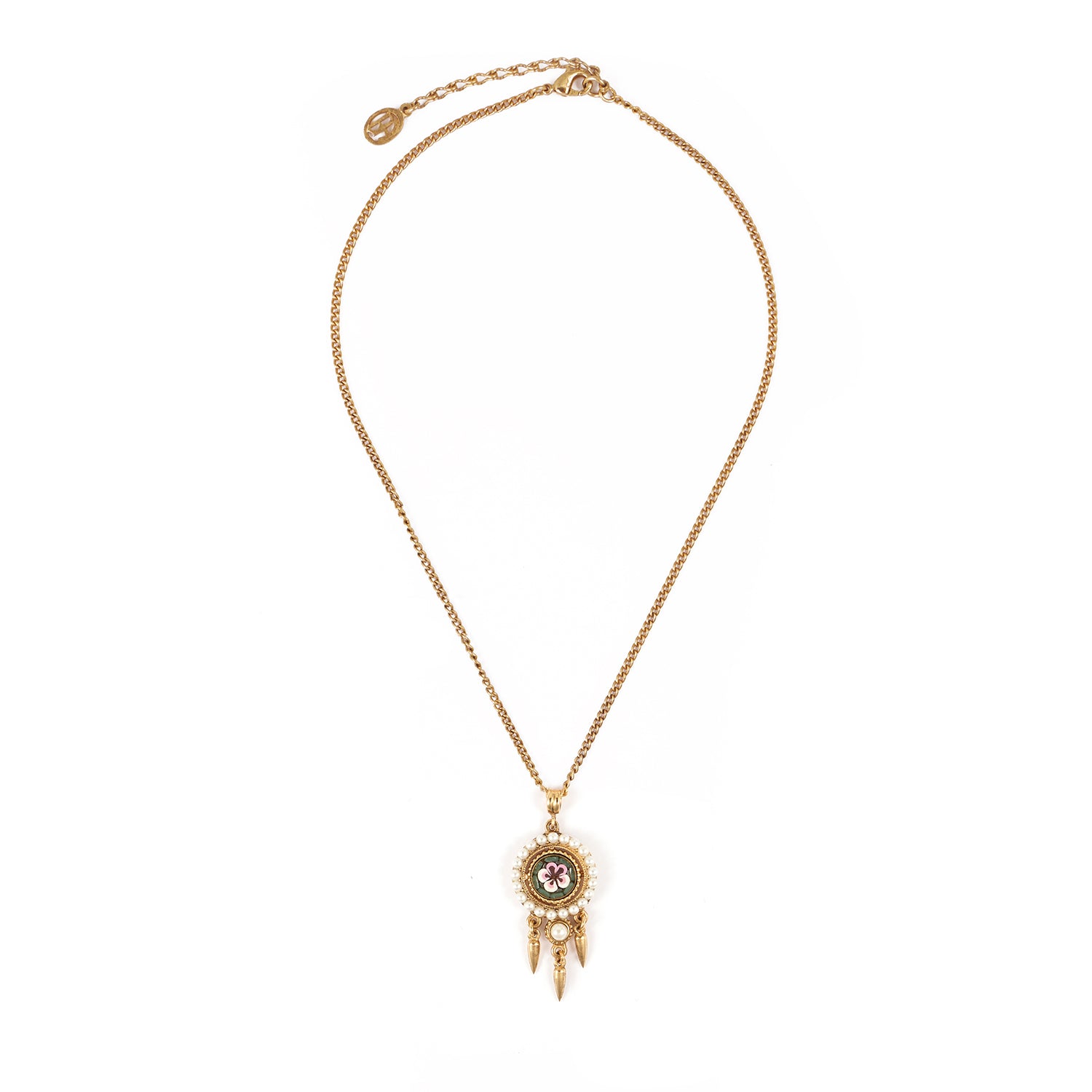 Ben-Amun gold necklace inlayed with mosaics and pearls 