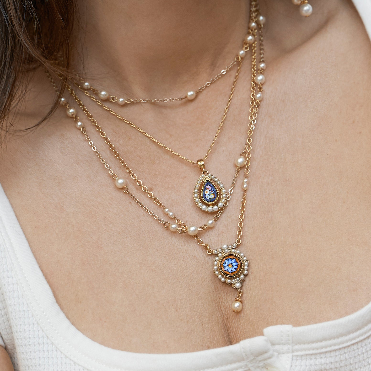 Model wearing Ben-Amun Daphne Collection Necklaces