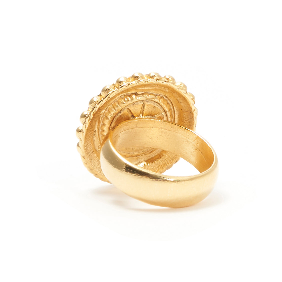 backside of gold plated ring inlayed with mosaic