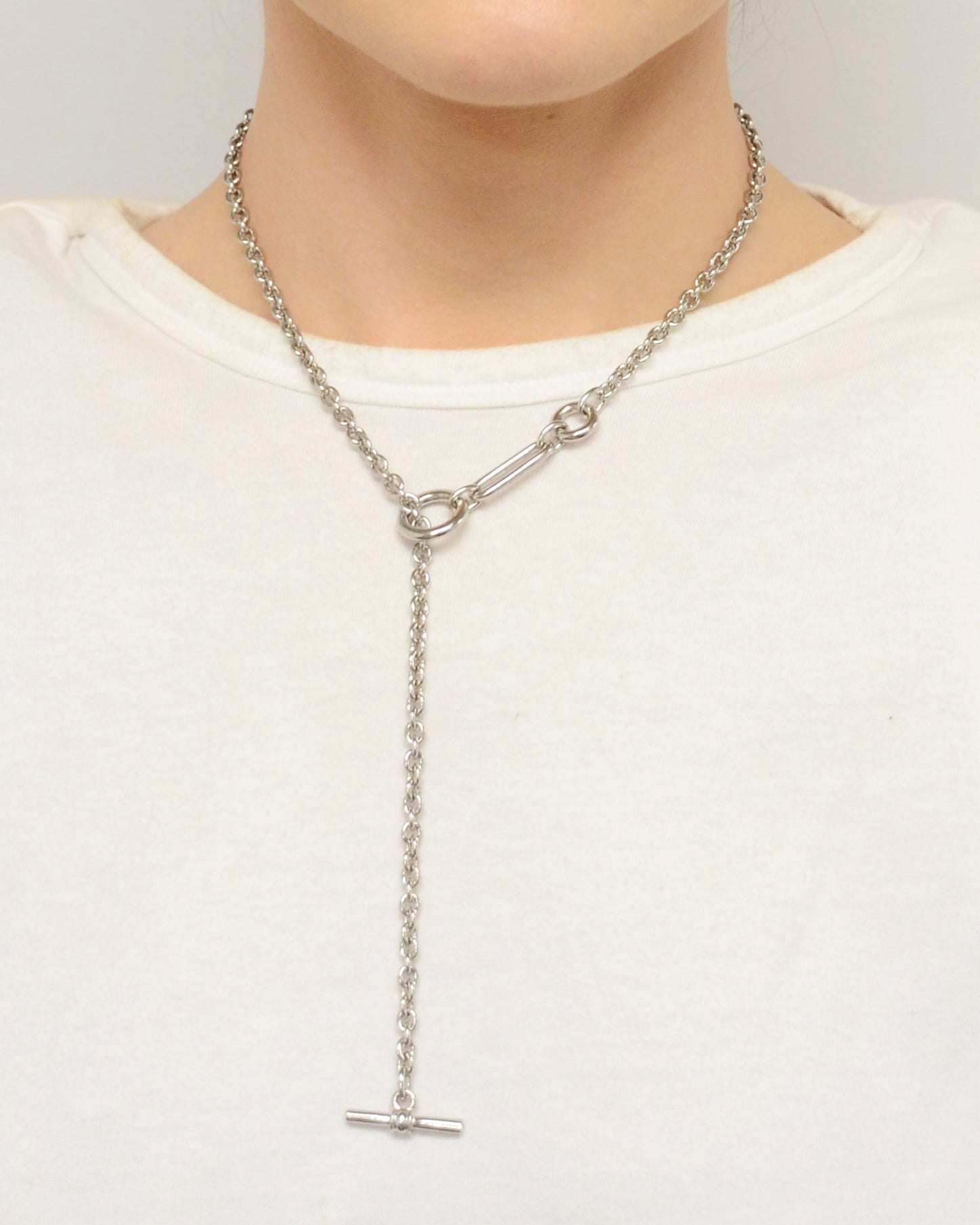 Ben-Amun Silver Plated Necklace with Toggle Closure On Model