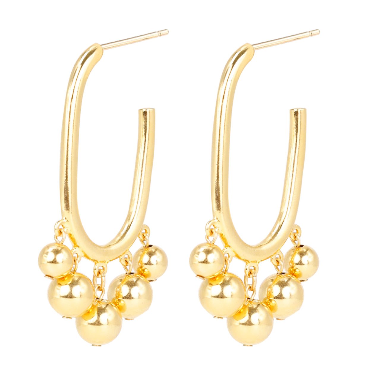Ben-Amun gold post earring with five dangling balls